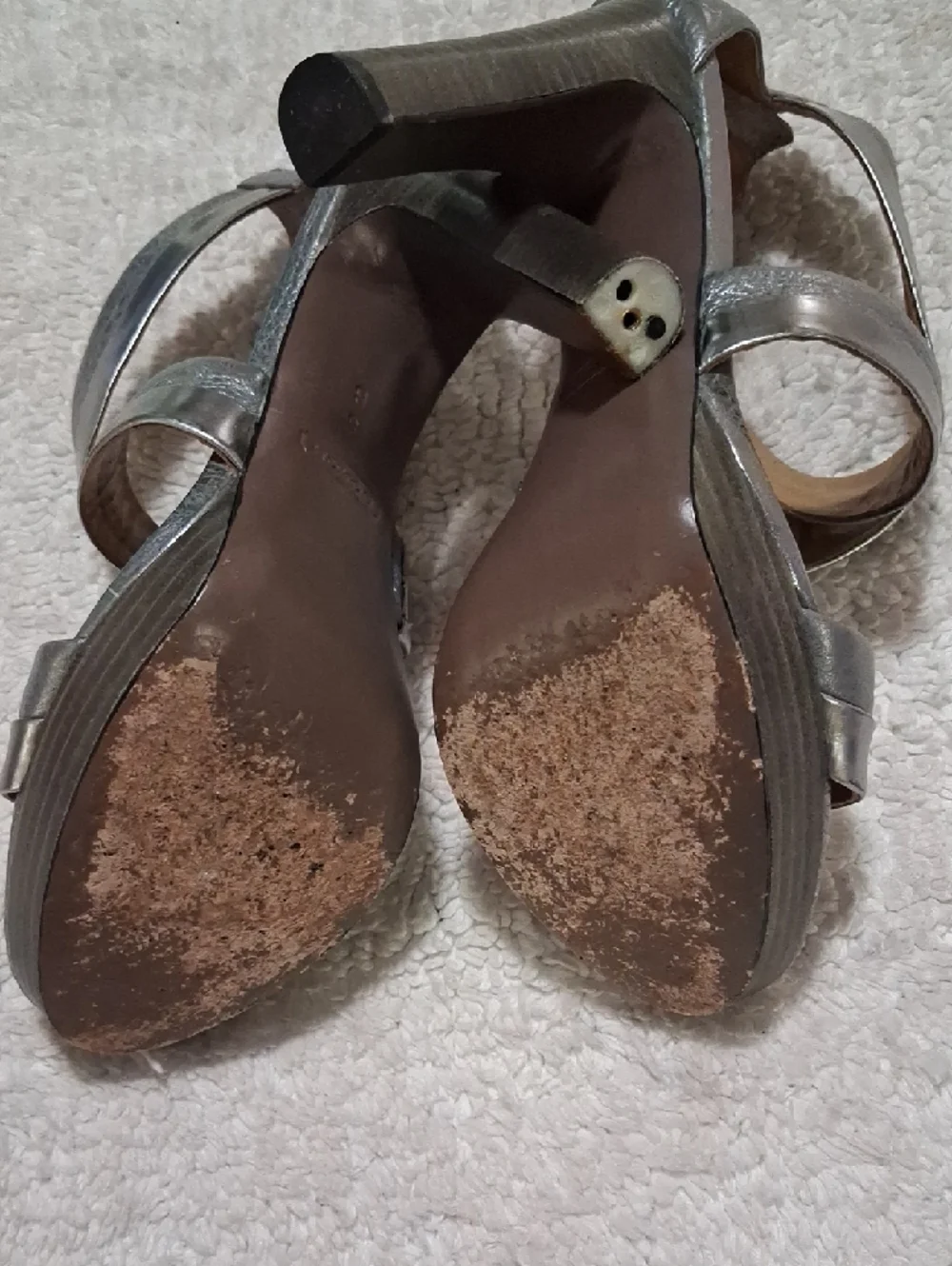 Coach Silver Metallic Strappy High Heel Sandals